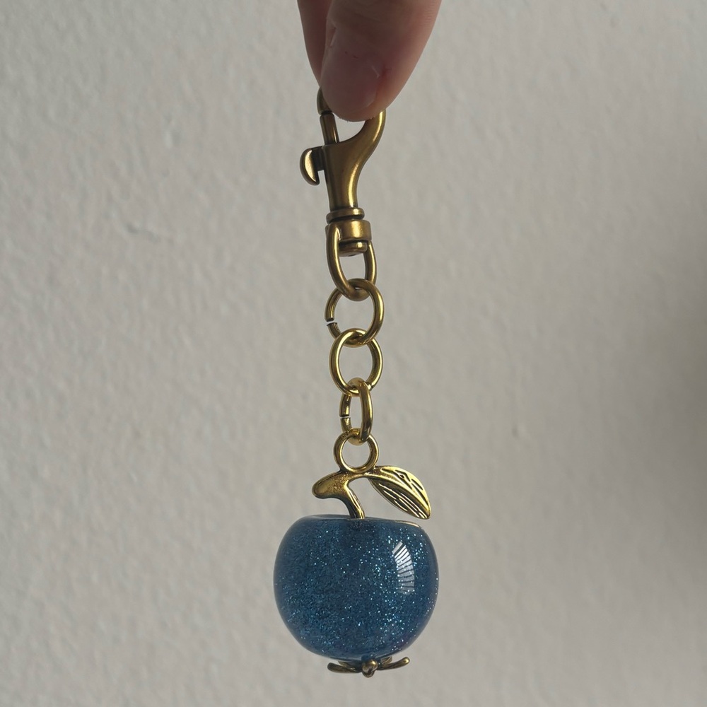 Blue Glitter Apple Bag Charm Keychain